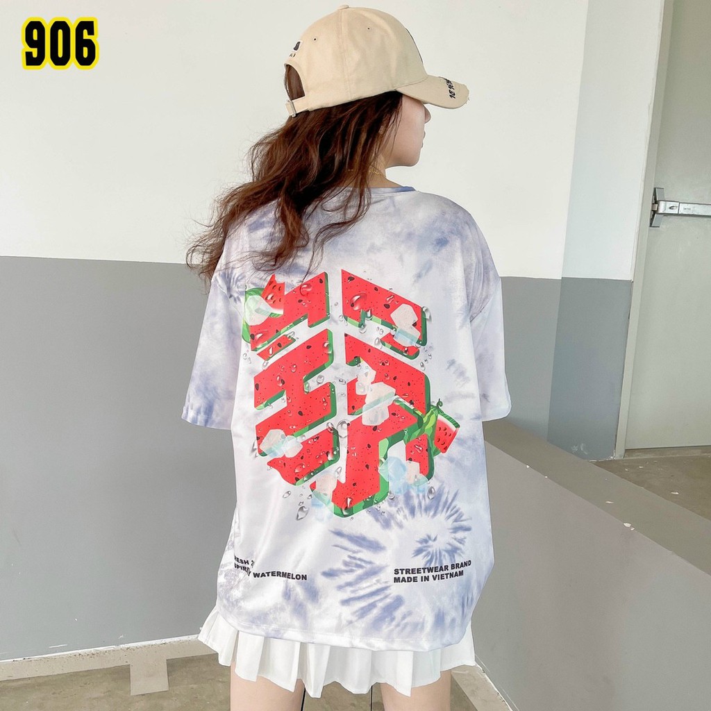 Áo thun tay ngắn unisex, áo phông tay lỡ nam nữ, thun lạnh màu loang, 100% cotton, free size 40-75kg - yumi47store-906 | BigBuy360 - bigbuy360.vn