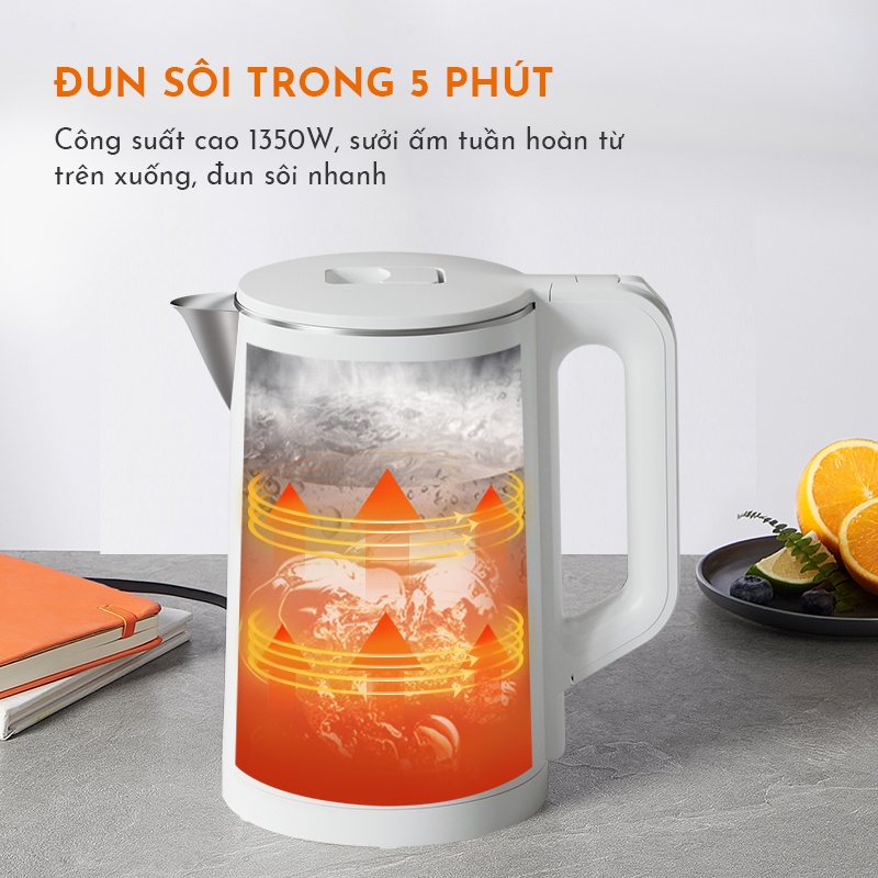 Bình đun siêu tốc GAABOR GK-S18P dung tích lớn 1.8L - 1350W - Thép không gỉ - Hàng chính hãng