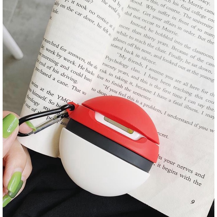 Vỏ bảo vệ hộp sạc tai nghe Airpods chất liệu silicon mềm chống rơi hình quả cầu Pokemon