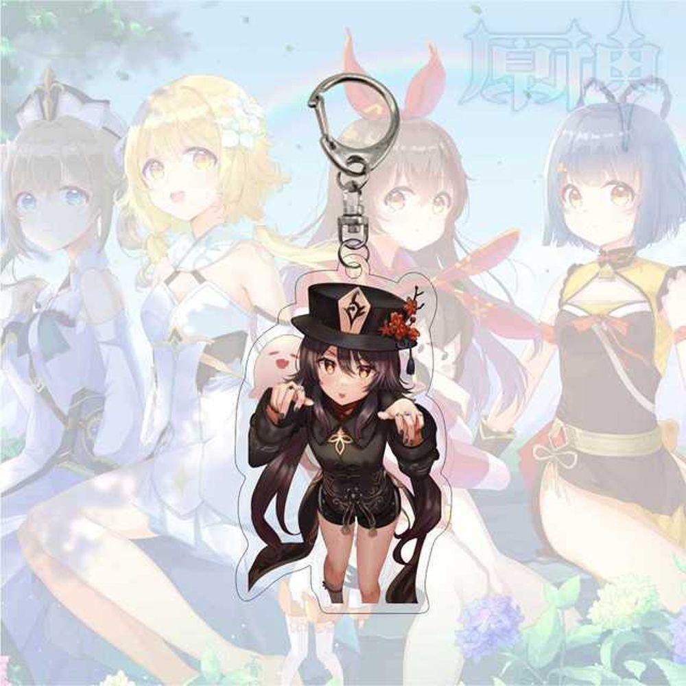 Móc Khóa Xe Hơi Hai Mặt Trong Suốt Hình Anime Genshin Va Chạm Cho Người Hâm Mộ