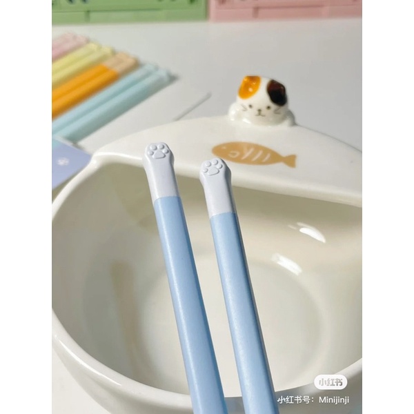 Có sẵn - đũa chân mèo thỏ gấu cute nhiều màu chống khuẩn vệ sinh