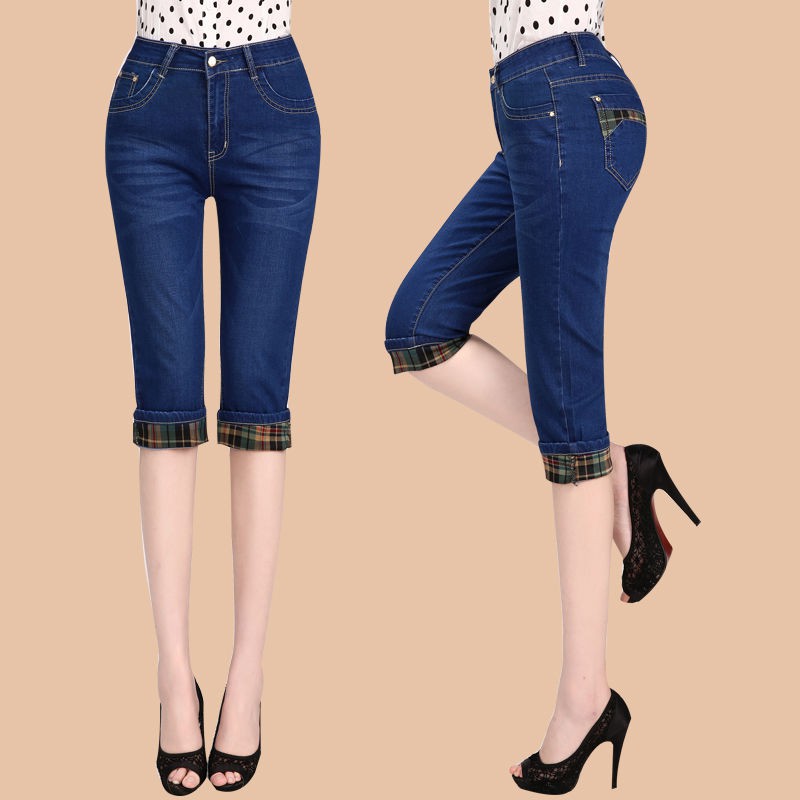 Quần Jeans Lửng 7 Tấc Lưng Cao Thời Trang Cho Nữ