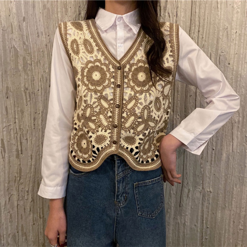 Áo croptop không tay thêu hoa phong cách vintage dành cho nữ