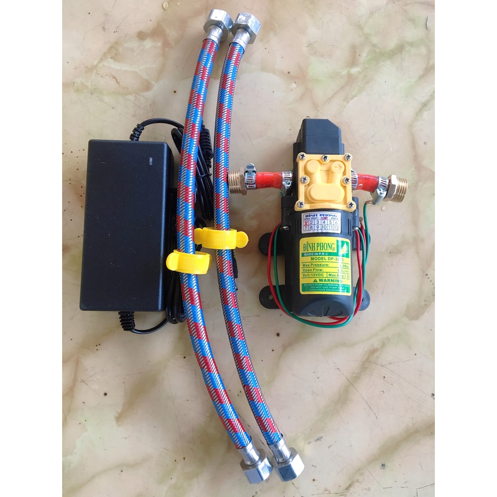 Tăng áp cho bình nóng lạnh, máy giặt, vòi hoa sen đủ bộ , bộ đầy đủ điện áp 220v-12v dc