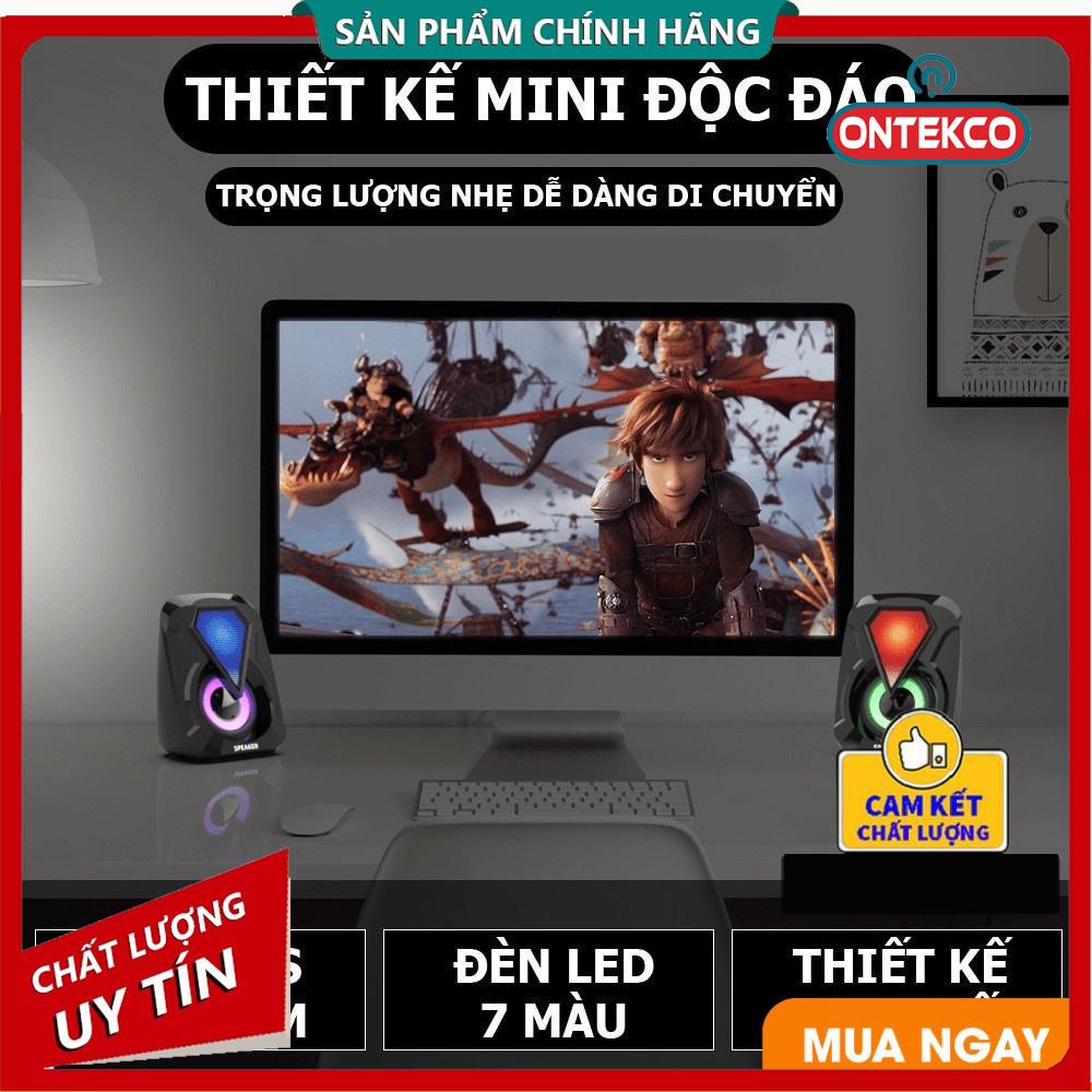 Loa máy tính E-1053, Loa vi tính mini để bàn cao cấp âm thanh siêu trầm có đèn led đổi màu cực chất âm thanh mạnh mẽ