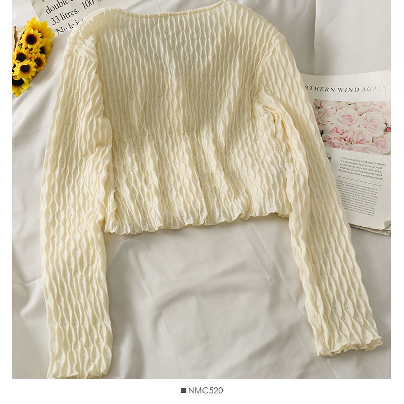Áo khoác Cardigan Ren Kiểu Áo khoác Mỏng Tay Dài Một Hàng Nút Phong Cách Hàn Quốc Mới Dễ Phối Đồ Dành Cho Nữ