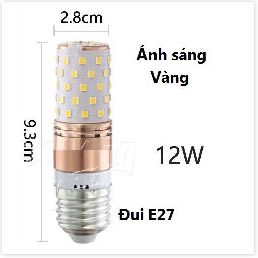 Bóng đèn LED bắp, trụ, tròn, búp 5w,7w, 9w, 12w sáng trắng hoặc vàng, Đui E14 hoặc E27
