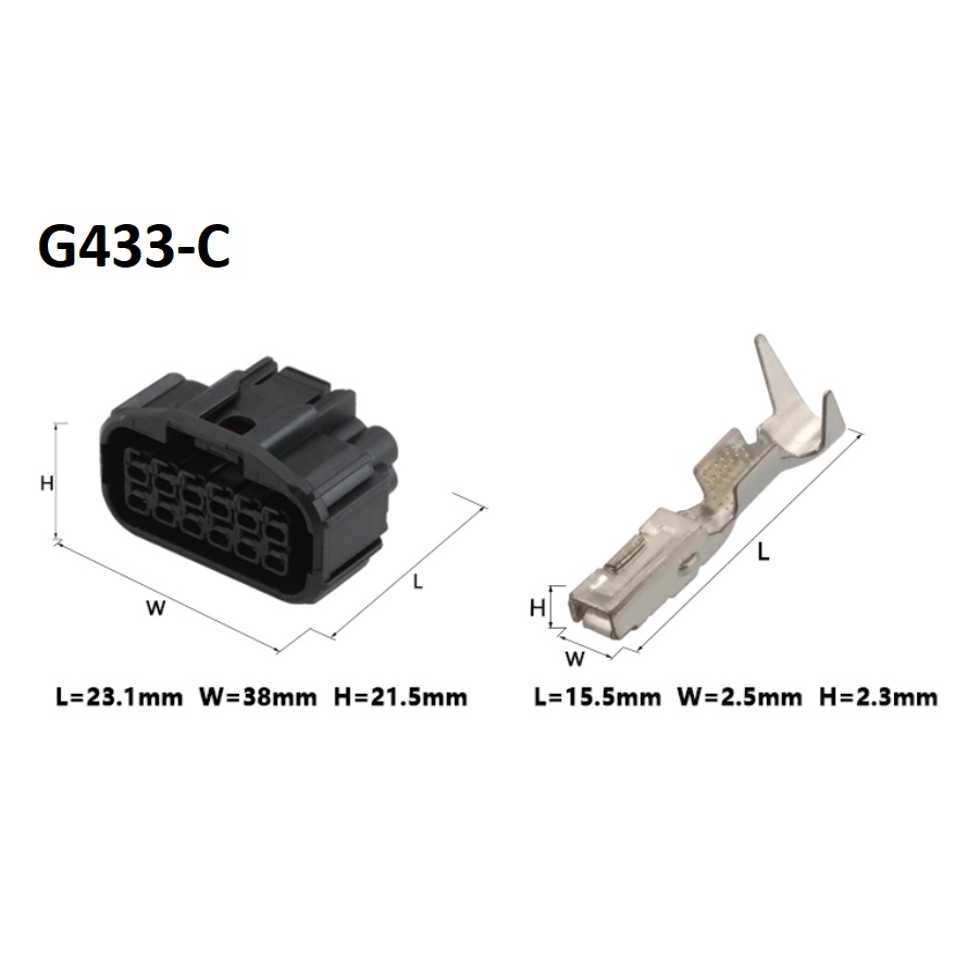 G433-Giắc cắm đèn pha LED cho Civic Accord 12 lỗ 1.5mm