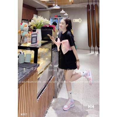 Áo phông kèm nơ xinh fom rộng dáng váy tiểu thư dễ thương