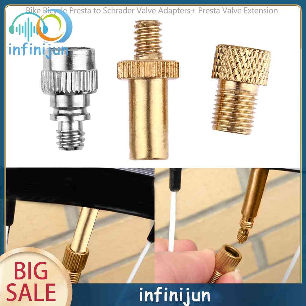 Bộ Chuyển Đổi Van Presta Sang Schrader + Ống Nối Van Presta Cho Xe Đạp