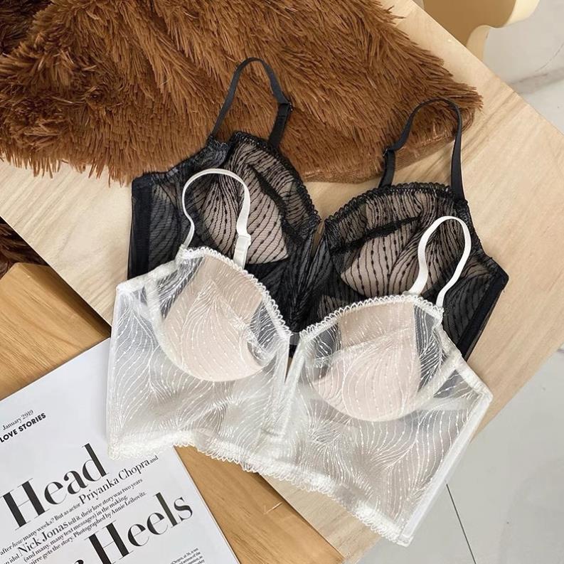 Áo Lót Nữ Softie Ren Lụa Vân Sóng Bản To Có Gọng Đệm Mỏng Cao Cấp 2008