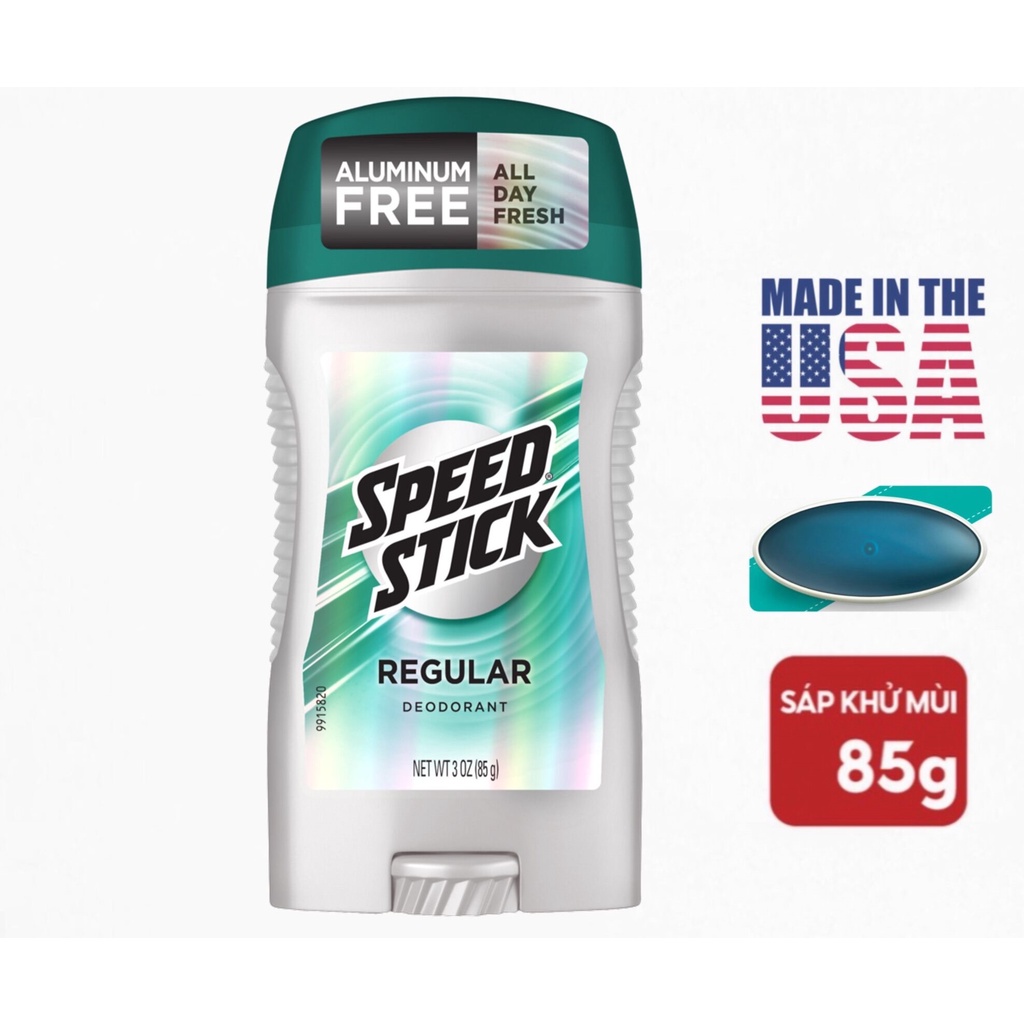 Lăn khử mùi nam dạng sáp Speed Stick Deodorant Regular for Men Aluminum Free 85g (Mỹ)