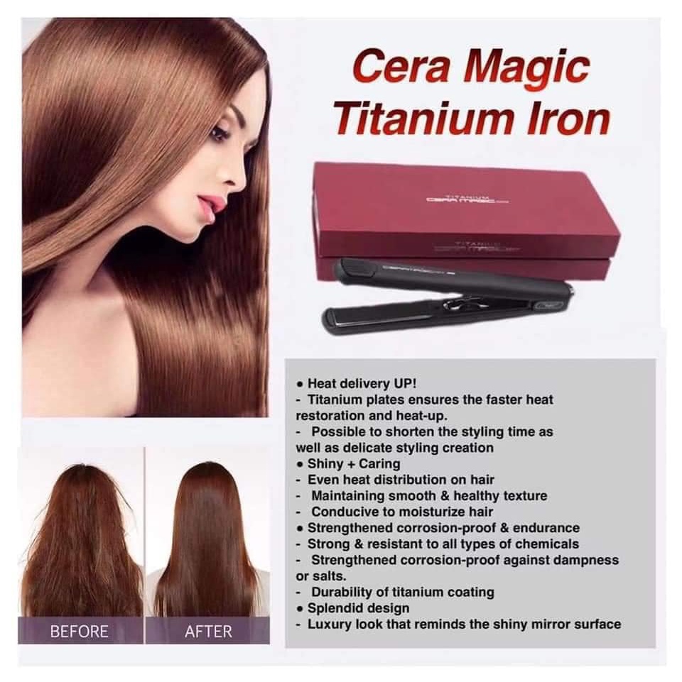 MÁY ÉPTÓC , LÀ TÓC. UỐM TÓC XOĂN  CERA MAGIC TITANIUM MIRROR  -MÁY KẸP TÓC - ÉP TÓC THẲNG - ÉP TÓC CỤP CAO CẤP