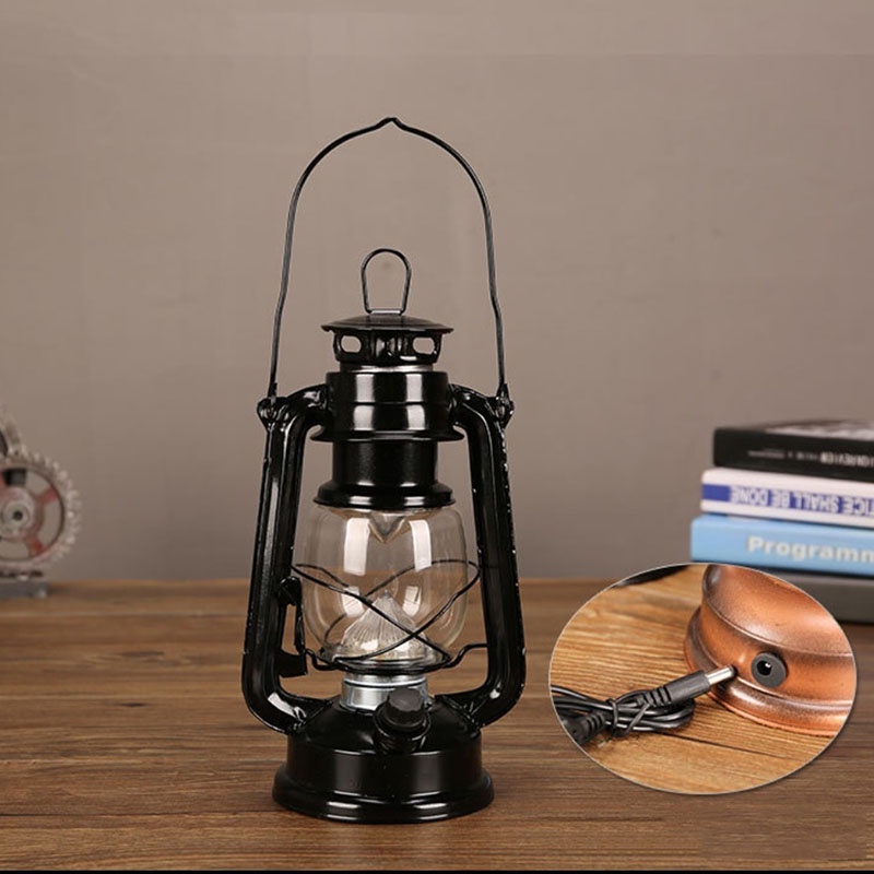 Đèn Bão Đèn Măng Xông Tích Điện Cắm Trại Dã Ngoại Tiện Lợi Ánh Sáng Ngọn Lửa Size 23.5cm