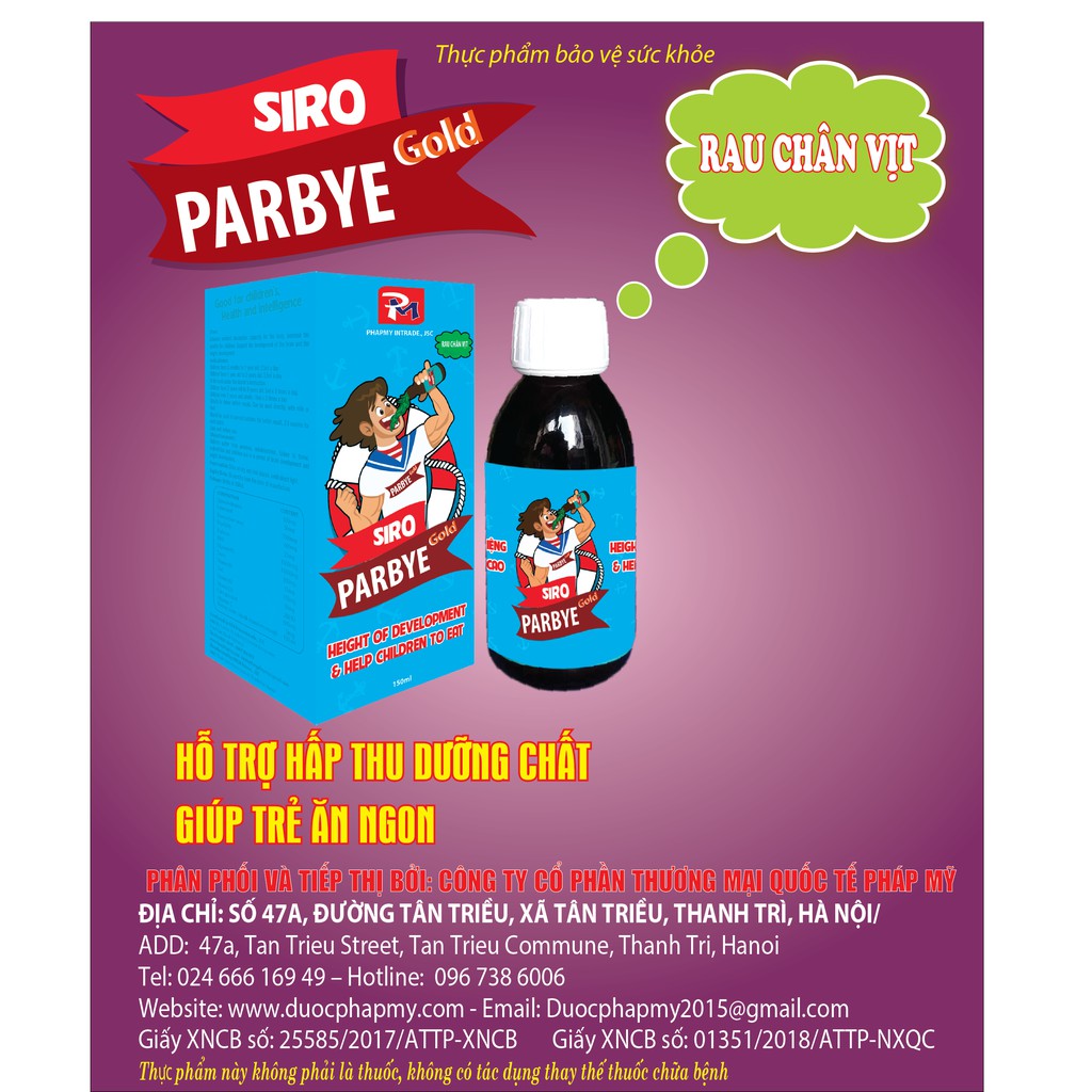 GIÚP ĂN NGON MIỆNG VÀ PHÁT TRIỂN NÃO BỘ: SIRO PARBYE GOLD | Thế Giới Skin Care