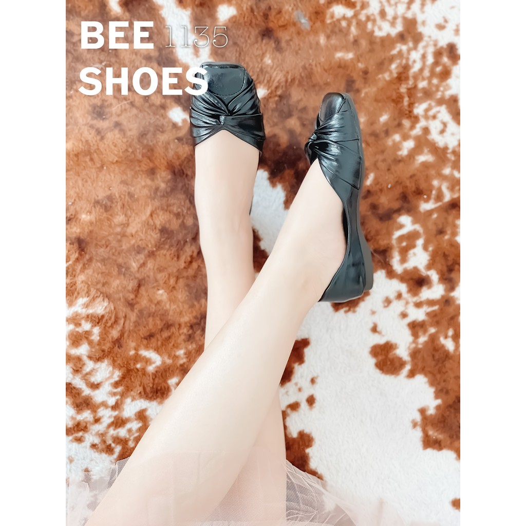 BEESHOES - GIÀY BÚP BÊ NỮ MŨI VUÔNG ĐẾ BỆT - GIÀY BÚP BÊ NỮ MŨI VUÔNG ĐẾ BỆT SẴN MÀU ĐEN - KEM - HỒNG ĐẤT 201135