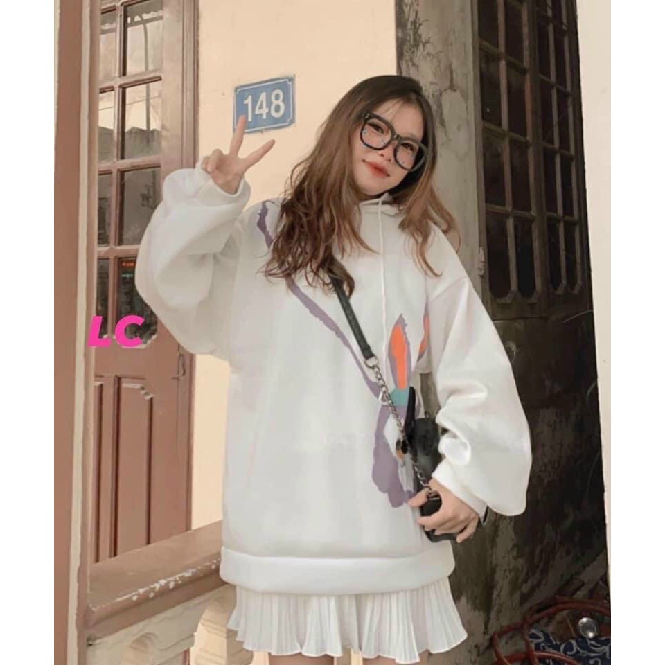 Áo khoác hoodie nỉ nam nữ form rộng XUKA SHOP in hình túi thỏ , phong cách unisex có 2 màu Trắng Tím | BigBuy360 - bigbuy360.vn