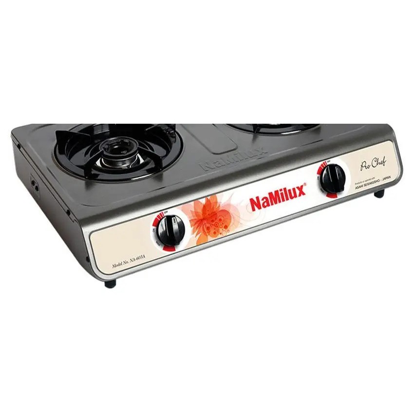 Bếp gas đôi Namilux NA-603AFM ✅ Mặt bếp tráng men sơn tĩnh điện, Lửa Xanh, Bảo hành 2 Năm