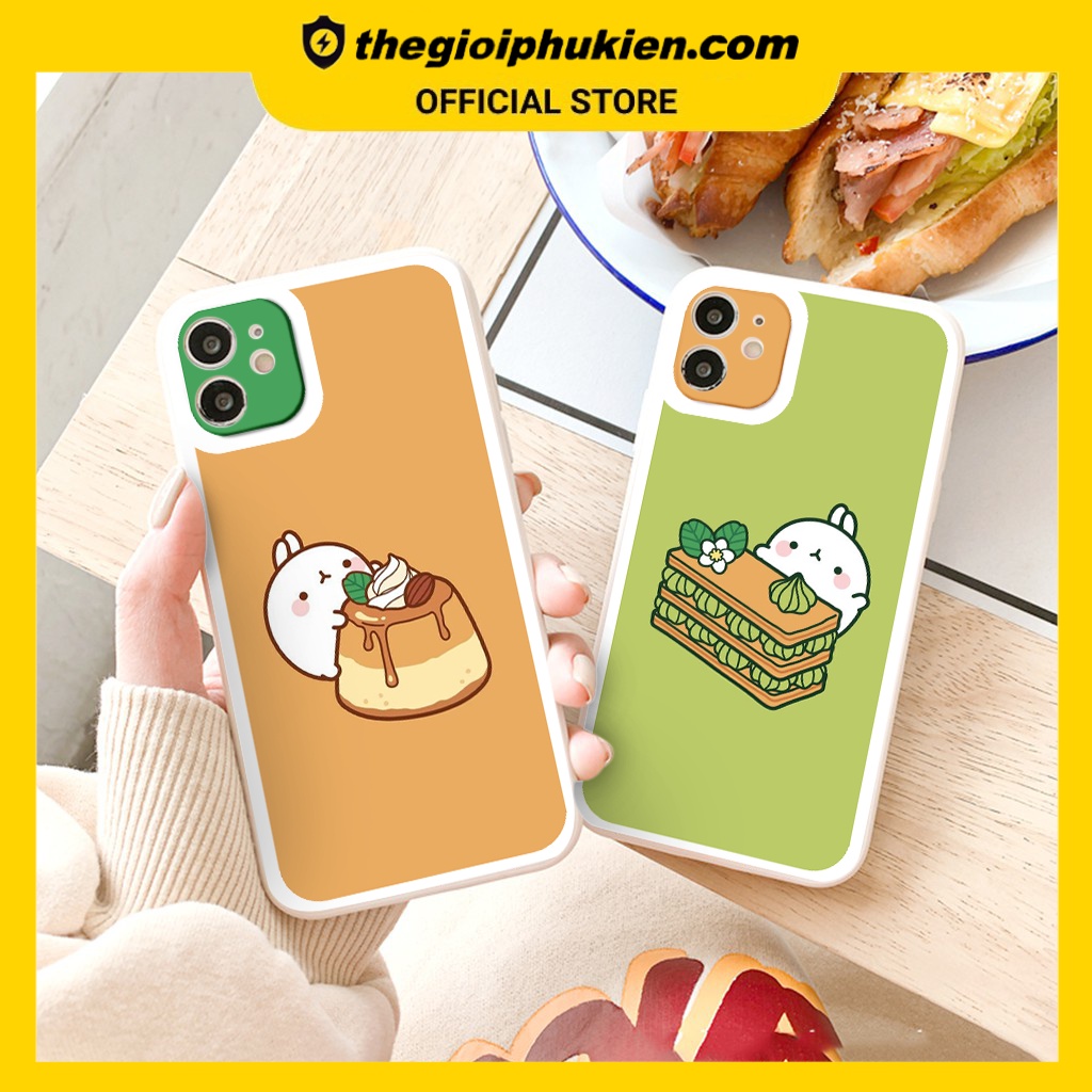Ốp iphone - Ốp lưng iphone cạnh vuông viền camera Thỏ bánh ngọt dành cho ip 6 đến 14promax - ng176
