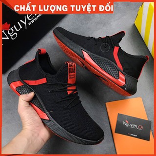 Giày thể thao màu đen phối viền đỏ , giày thể thao nam êm chân nhẹ , vừa đi làm vừa đi chơi  - S300