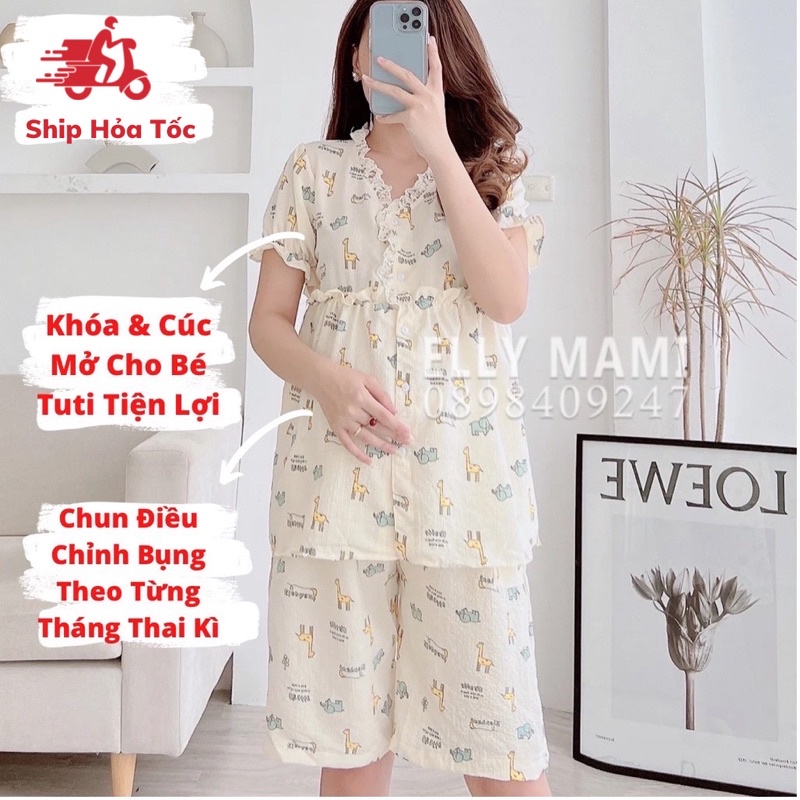 ( 40kg - 95kg ) Đồ Bộ Bầu Và Sau Sinh Ren Tiểu Thư Siêu Mát Nhẹ Tênh ( Kèm Video + Ảnh Thật )