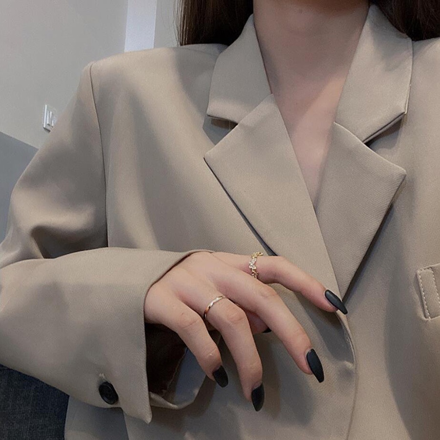 Bộ 2 Nhẫn Cưới Bằng Thép Không Gỉ Mạ Vàng Hình Bướm Phong Cách Hàn Quốc Sang Trọng Thời Trang Dành Cho Nữ