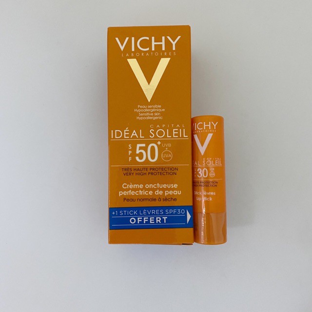 Set kem chống nắng Vichy 50ml tặng son dưỡng