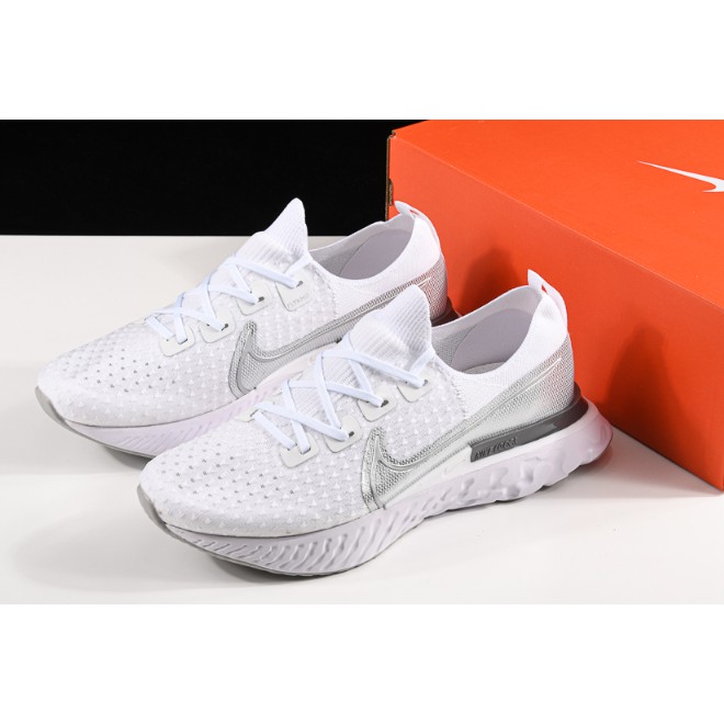 Giày Sneaker - Giày chạy bộ React Infinity Run Flyknit True White Silver