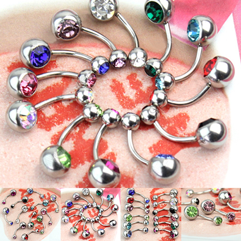 Bộ 12 Khuyên Rốn Thép 316L Đính Đá Cá Tính