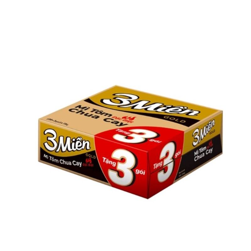 Thùng 30 / 30+3 gói mì 3 miền gold tôm chua cay/ bò hầm rau thơm