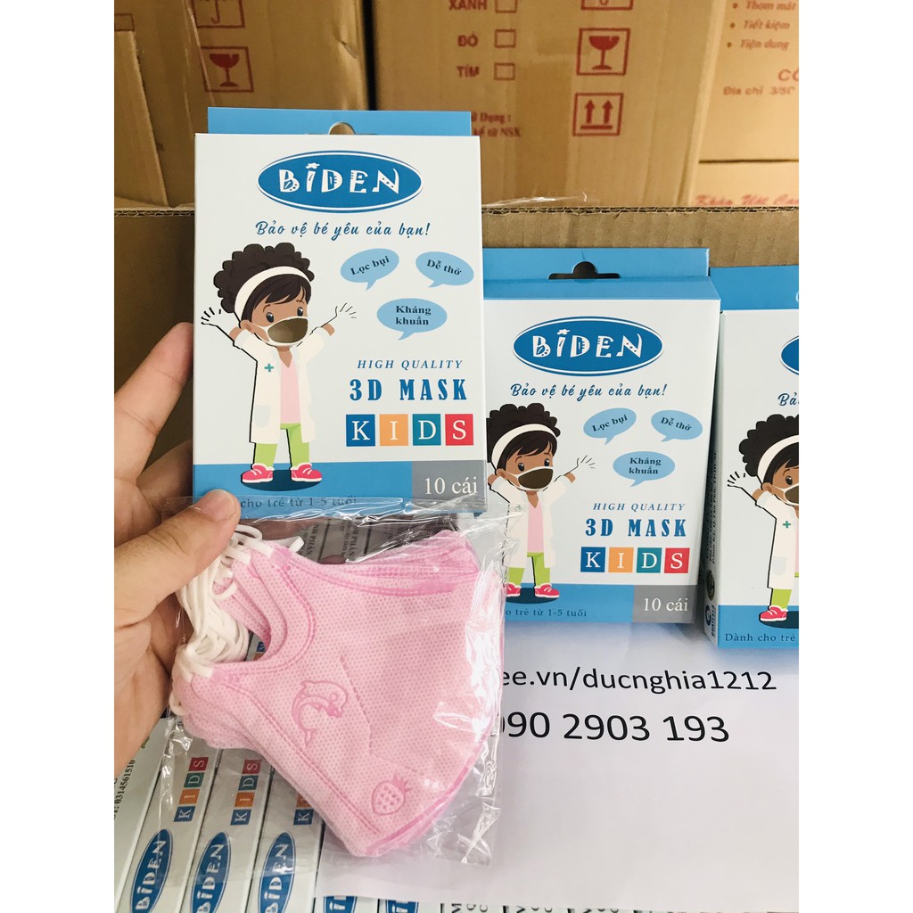 [Giá sỉ] Hộp 10 cái khẩu trang cho bé 1-5 tuổi 3D kid cá heo