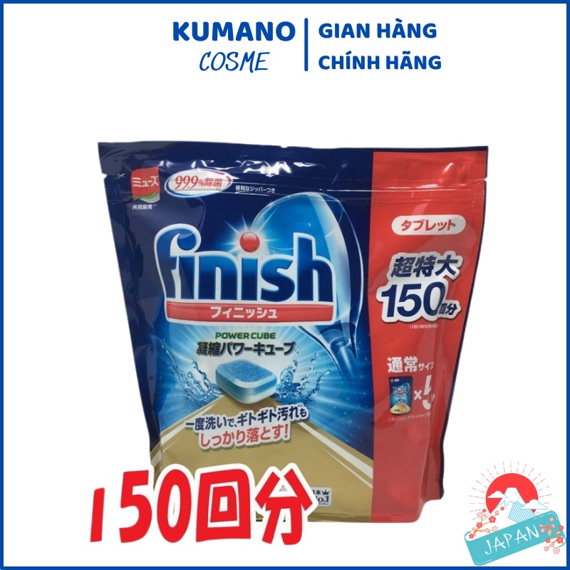 [Hàng Nhật Chuẩn] Viên rửa bát Finish Nhật Bản túi 150 Viên | Viên rửa chén chuyên dụng cho máy rửa chén Finish