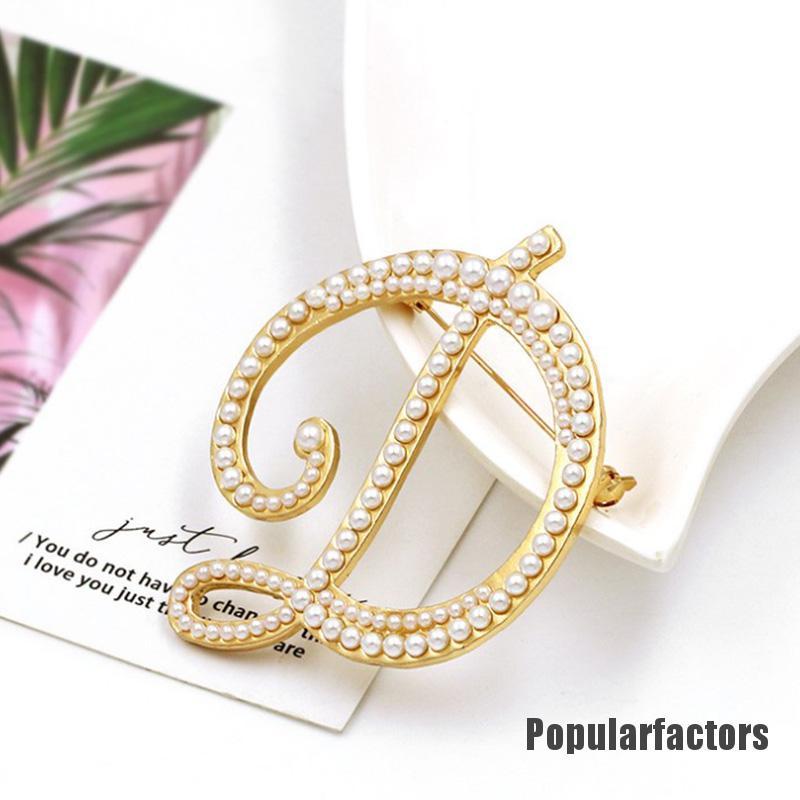 1 Trâm Cài Áo Chữ Cái Đính Ngọc Trai Sang Trọng