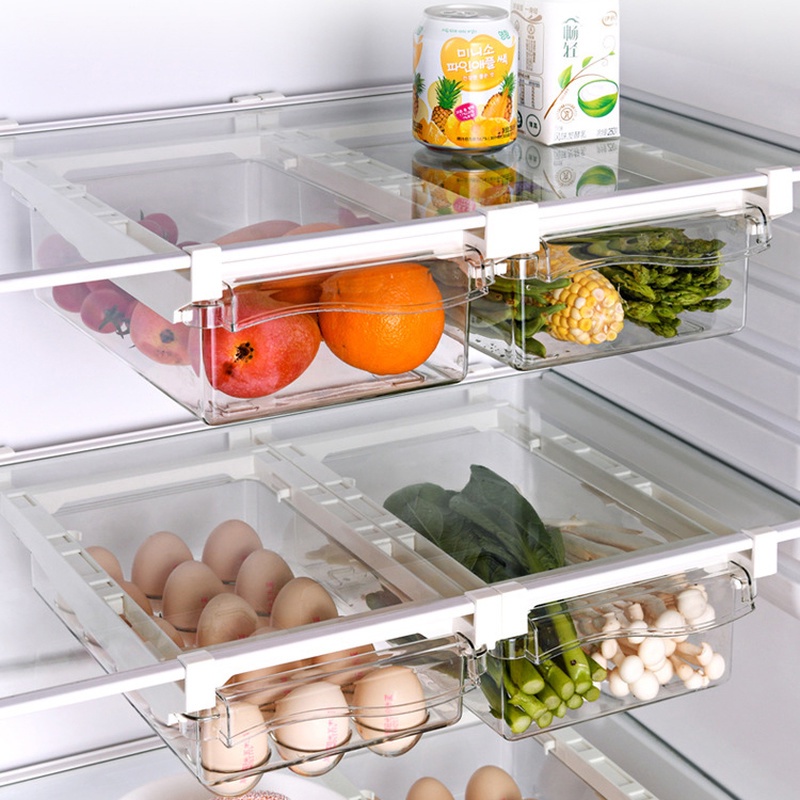 Hộp Đựng Trứng/Rau Củ Quả Trong Suốt Dạng Ngăn Kéo Hình Chữ Nhật Dùng Cho Tủ Lạnh