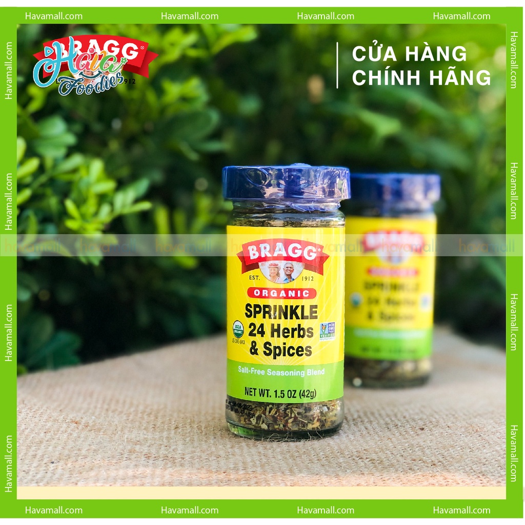 [HÀNG CHÍNH HÃNG] Hỗn Hợp Gia Vị 24 Loại Thảo Mộc Hữu Cơ Bragg 42gr – Organic Sprinkle 24 Herbs &amp; Spices