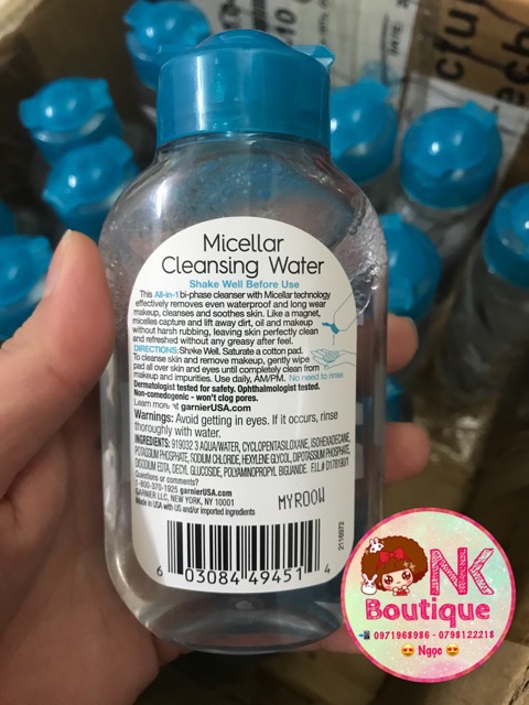 Nước Tẩy Trang Garnier Skin Active Micellar Cleansing Water 100ml (USA)