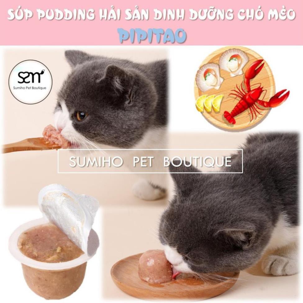 Súp dinh dưỡng vị hải sản cho chó mèo Pipitao (1 hũ nhỏ 25gr) dạng viên pudding