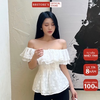 Bbstore's áo kiểu trễ vai lai bèo phong cách tiểu thư xinh xắn -a1266