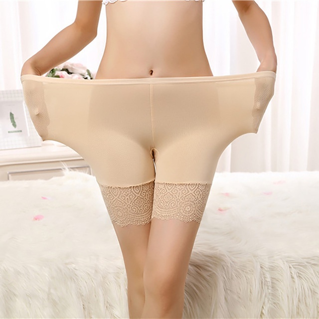 Quần Lót Boxer Cotton Lưng Cao Không Đường May Viền Ren Quyến Rũ Cho Nữ