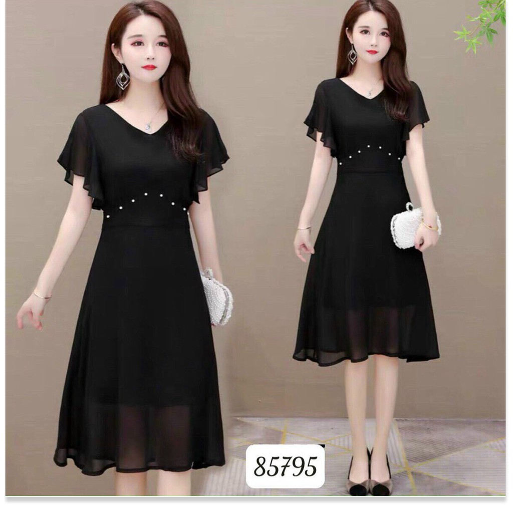 ĐẦM VOAN Ý ĐÍNH NGỌC,ĐƯỢC THIẾT KẾ HỌA TIẾT TRƠN NHƯNG KHÔNG KÉM PHẦN SANG TRỌNG LANA FASHION