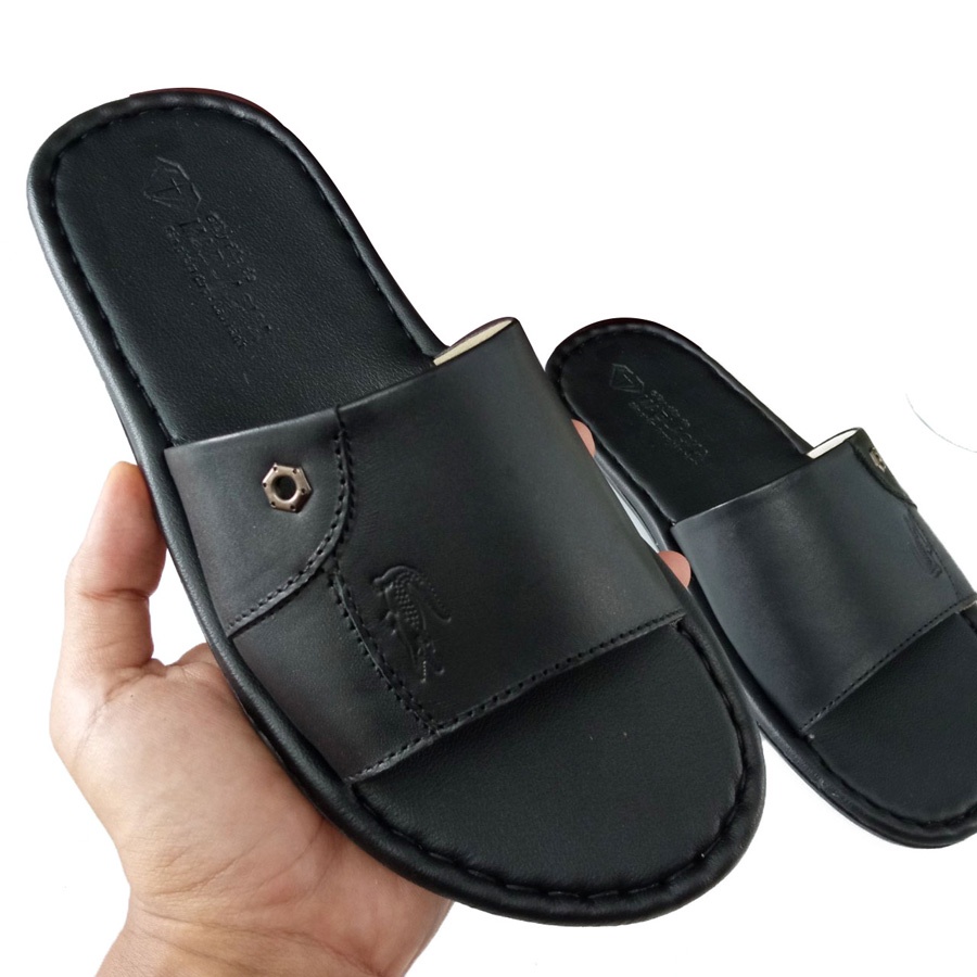 Dép da nam quai ngang MABLACKA 2 màu Đen,NÂU mang cực sang chân,đế êm,mỏng nhẹ K205