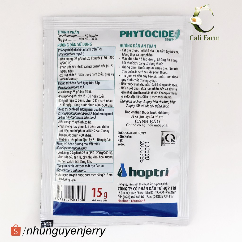 Thuốc trừ bệnh PHYTOCIDE 50WP 15g