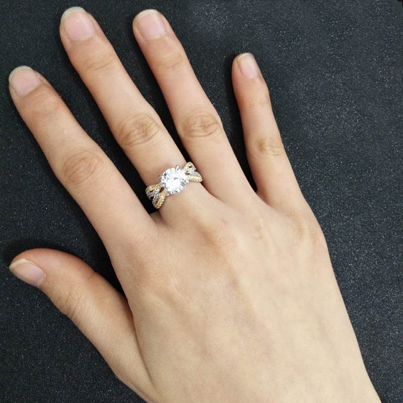 Nhẫn đính hôn đính đá kim cương sang trọng thanh lịch dành cho nữ