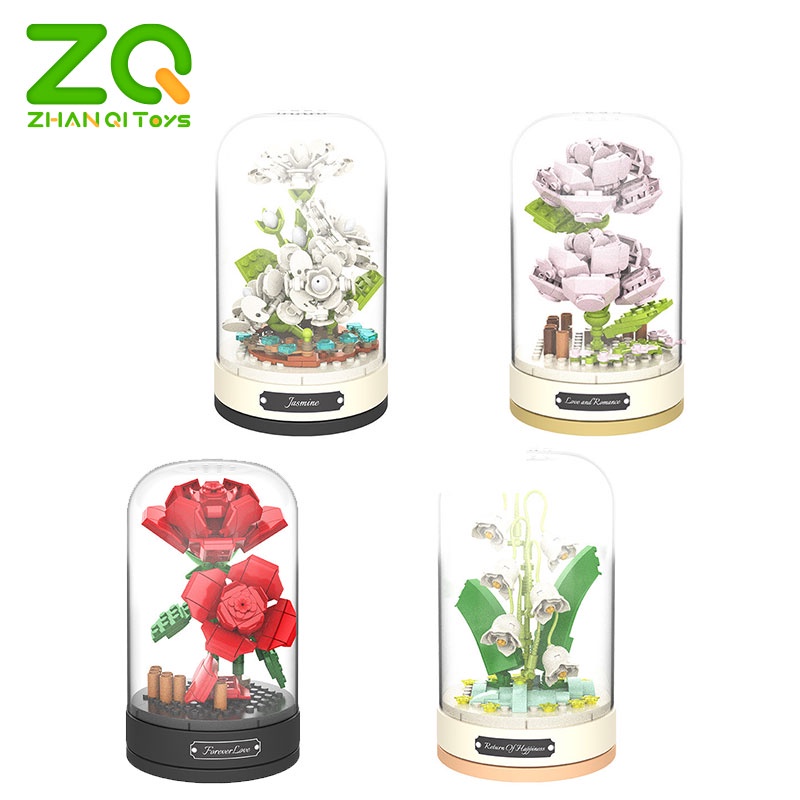 ZHAN QI TOYS Bộ đồ chơi lắp ráp bó hoa sáng tạo DIY dành cho trẻ em