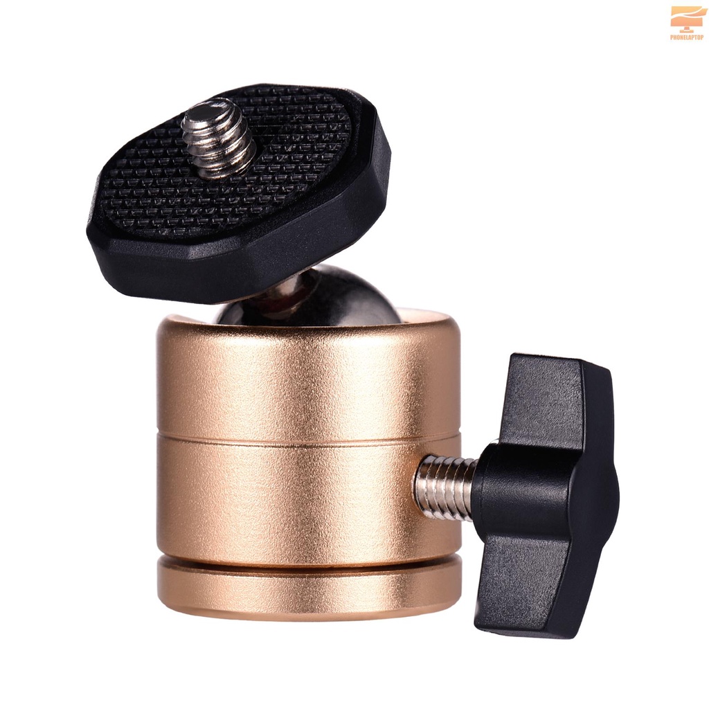 Mini Ball Head 360 Degree Rotatable Aluminum Alloy Ball Head Mount with 1/4 Inch Screw for Camera Camcorder Tripod