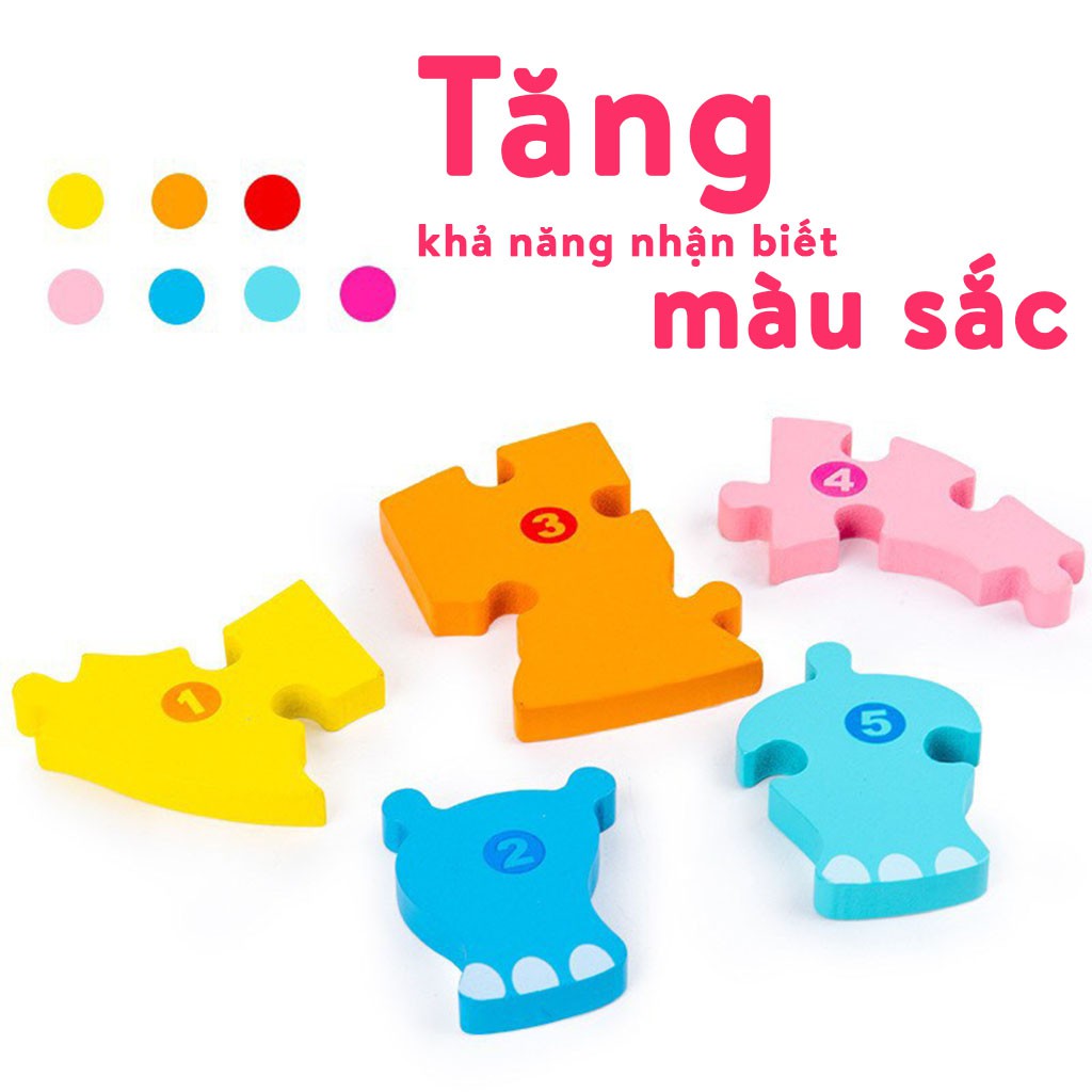 Xếp hình cho bé tranh ghép hình gỗ nổi nối số 3D to đẹp cho bé học số đếm cực dễ ETOYS