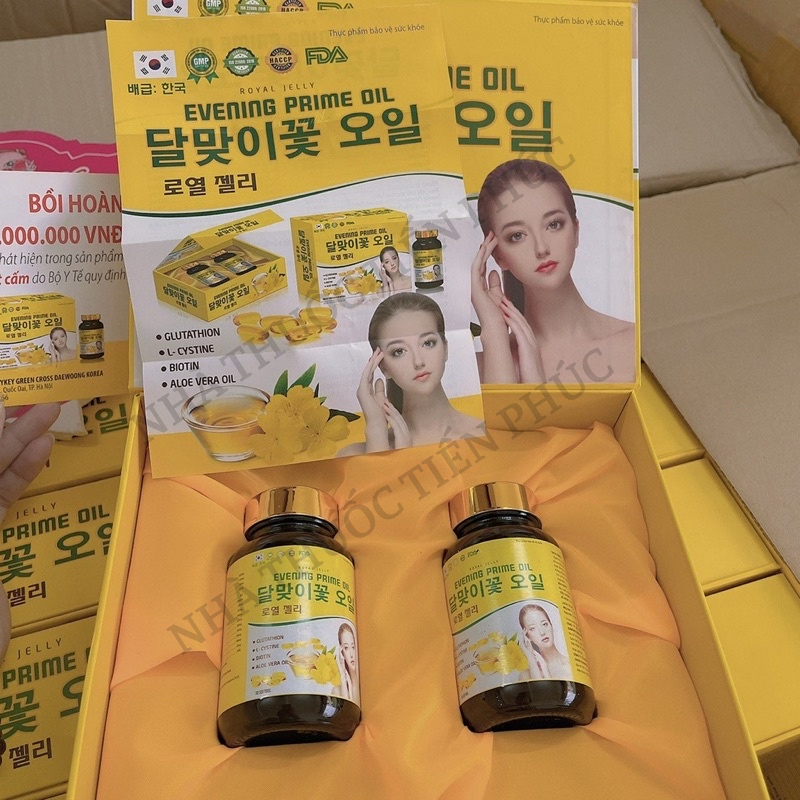 Viên uống đẹp da Royal Jelly Evening Prime oil Hàn Quốc giúp chống lão hóa, đẹp da, sáng da - Hộp 2 lọ x30 viên