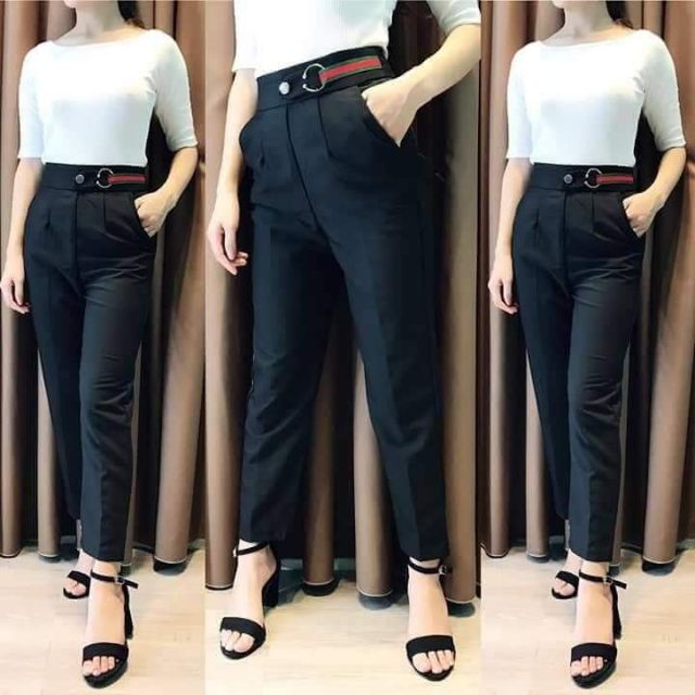 Quần tây gci phối móc đai xanh đỏ