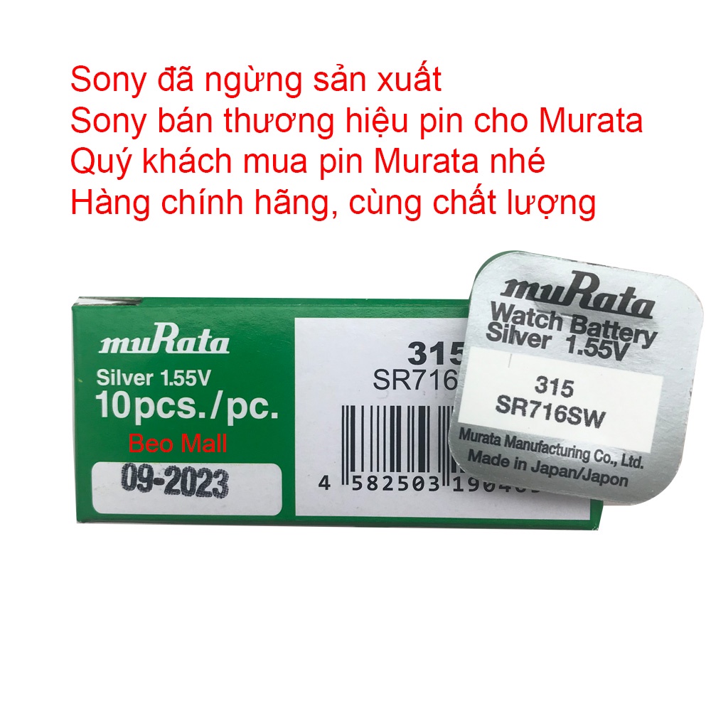 Pin Sony - Murata SR716SW - SR716 - 716 - 315 - Pin Đồng Hồ Đeo Tay Chính Hãng Giá Rẻ