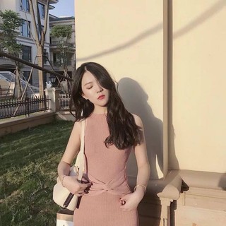 Đầm Body Gân ( Hồng ) Chất liệu Thun gân